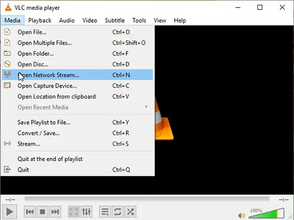 Open Network Stream on VLCMedia Player